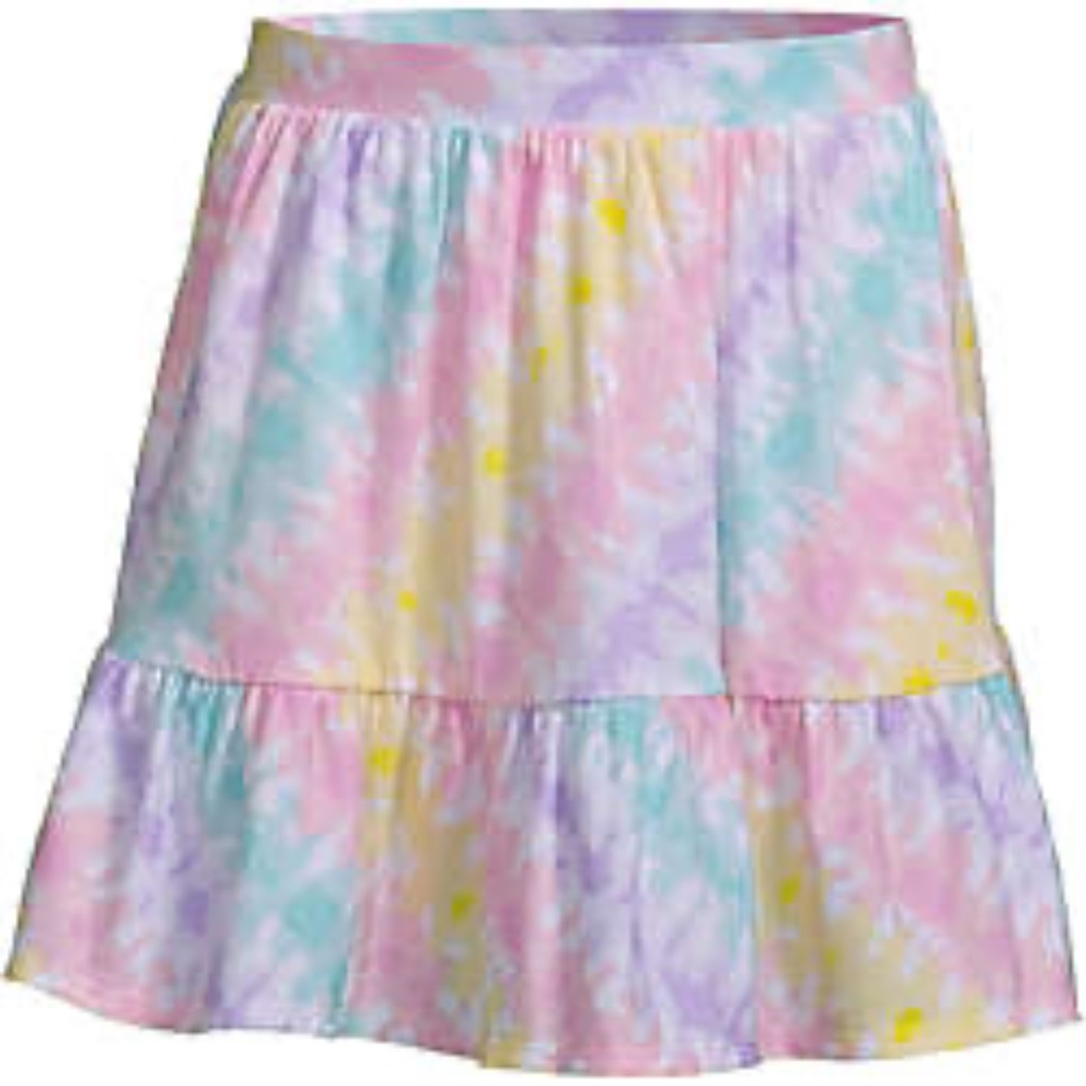 Lands' End Girls Tiered Skort - Wild Blossom Bias Tie Dye